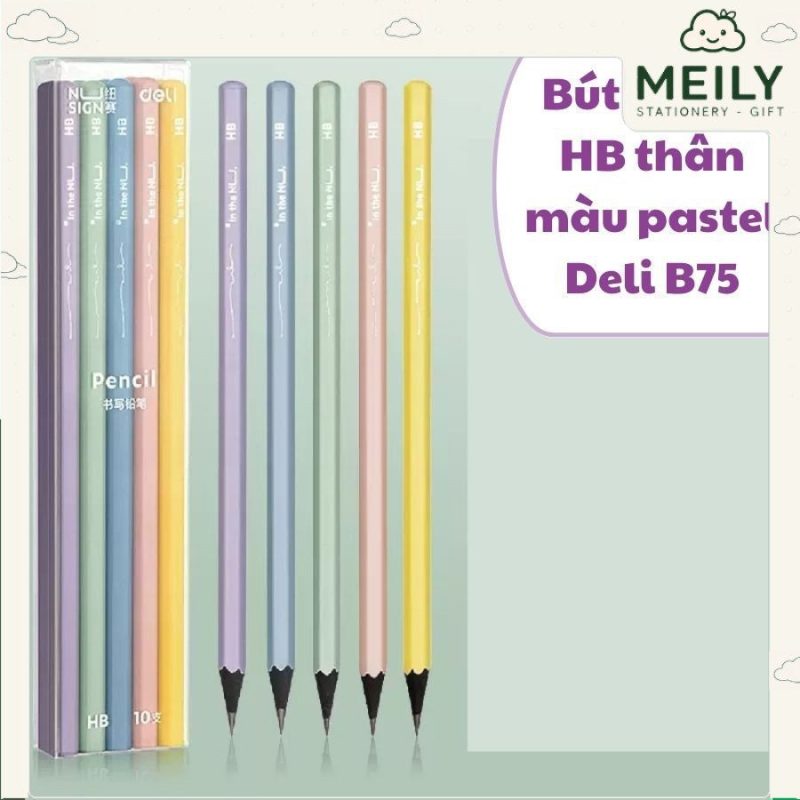 Bút chì HB/2B gỗ thân nhiều màu pastel B75