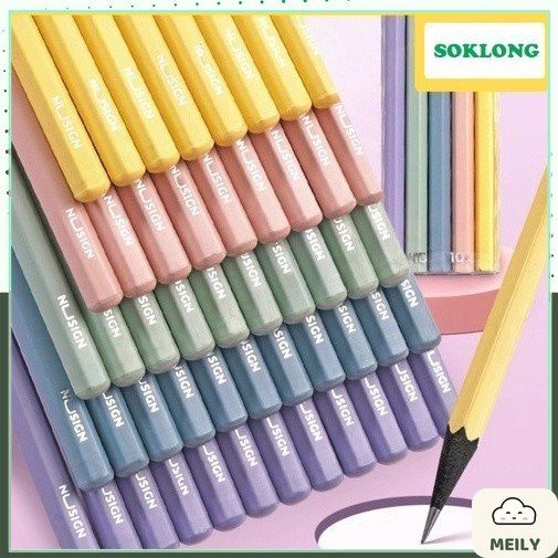 Bút chì HB/2B gỗ thân nhiều màu pastel B75