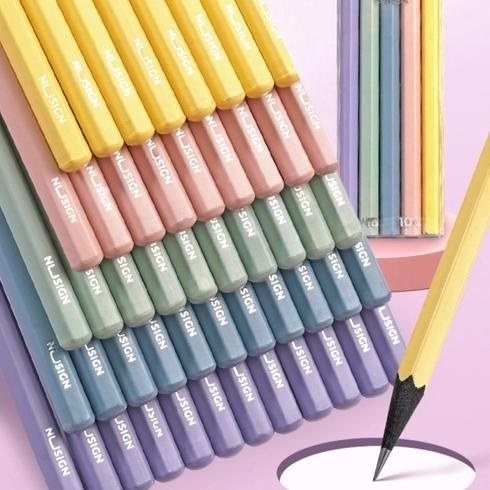 Bút chì HB/2B gỗ thân nhiều màu pastel B75 - Bút chì gỗ HB thân màu pastel Deli B75 ns724