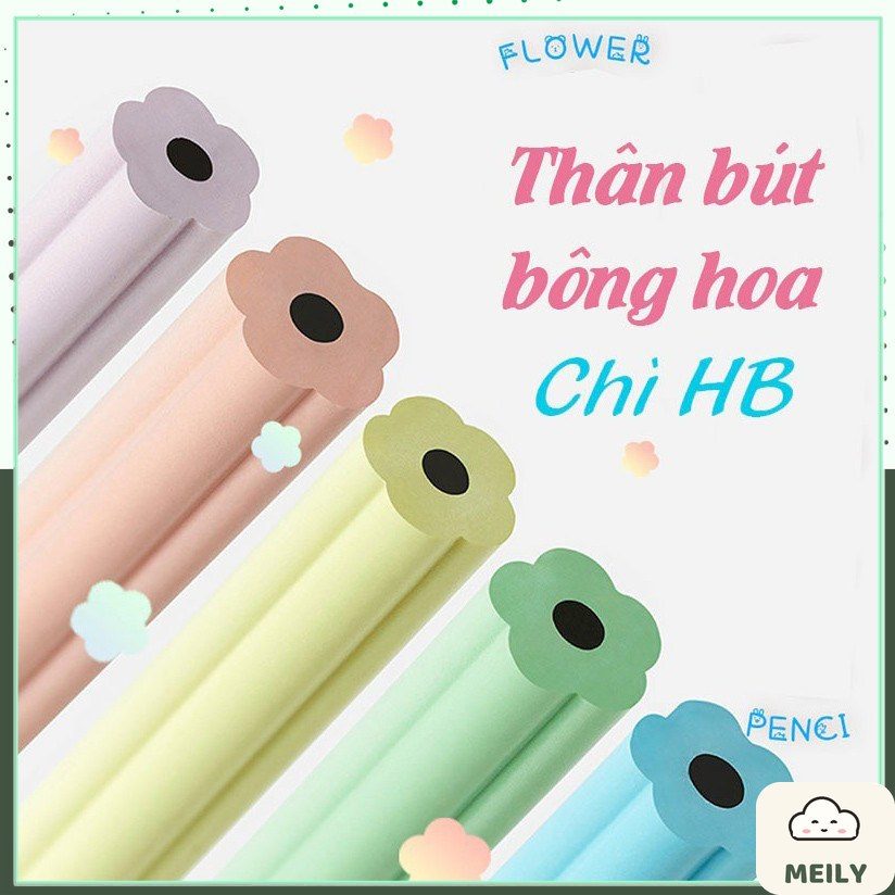 Bút chì HB hình hoa , Bút chì gỗ thiết kế độc đáo lạ mắt dành cho học sinh sinh