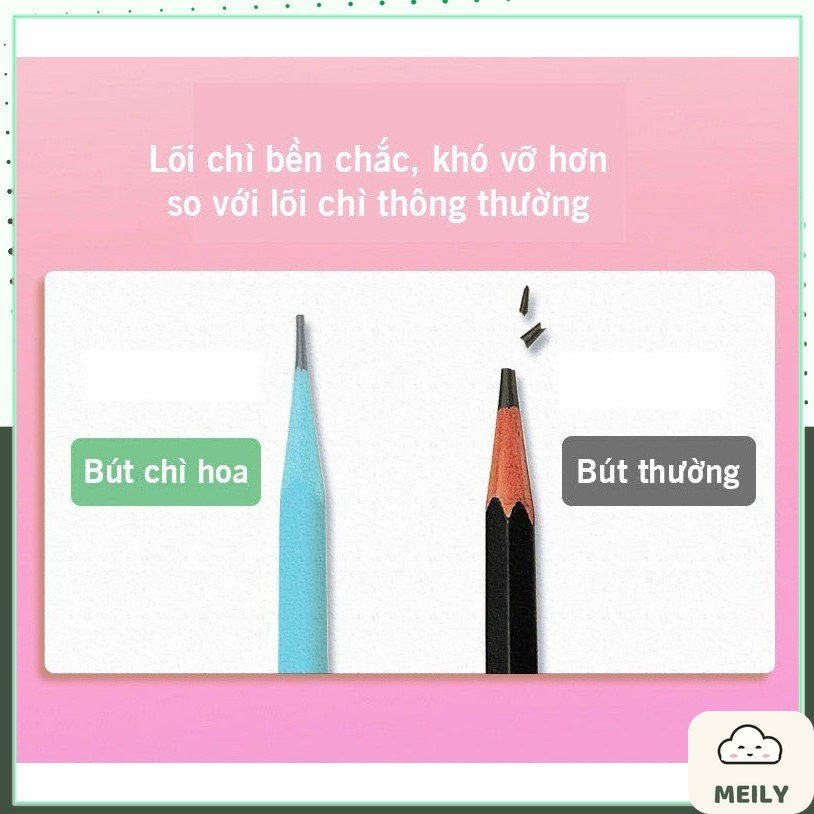 Bút chì HB hình hoa , Bút chì gỗ thiết kế độc đáo lạ mắt dành cho học sinh sinh
