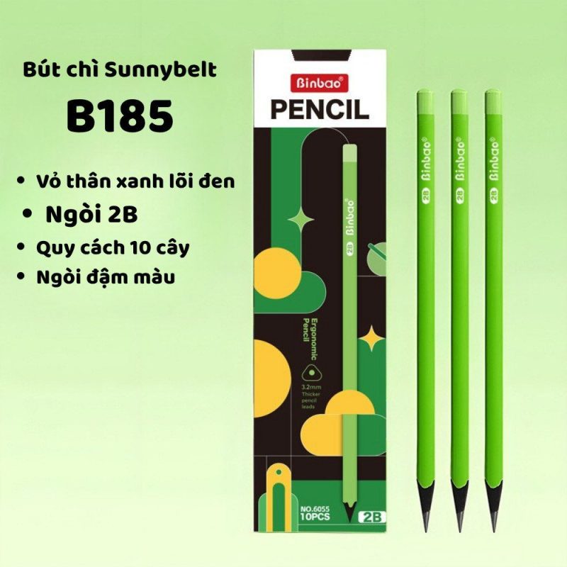 Bút Chì Học Sinh SunnyBelt 2B HB - Mã B185