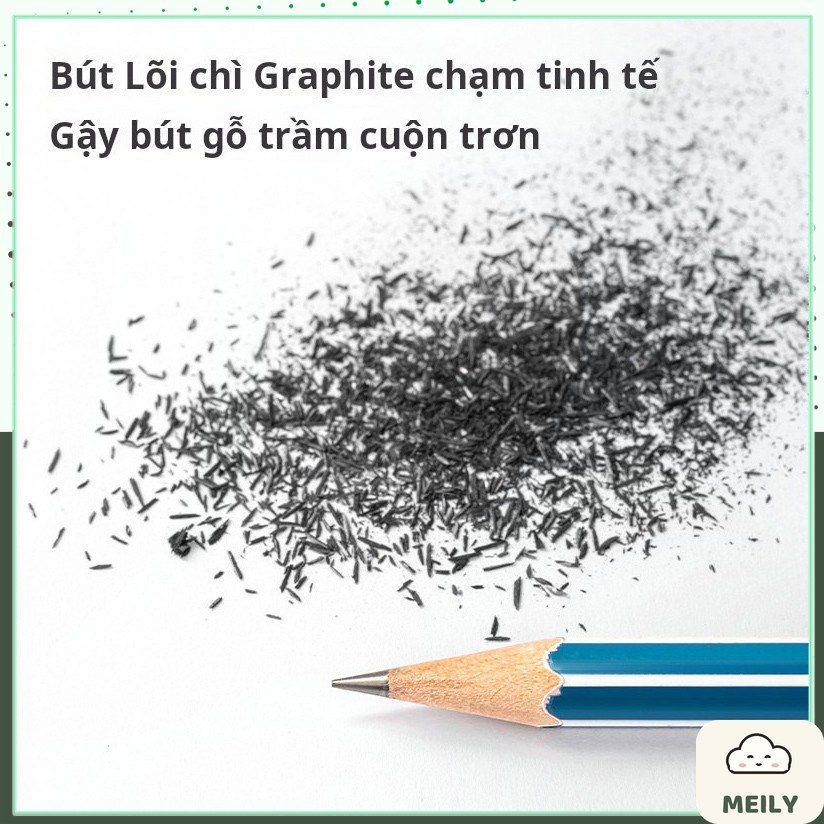 Bút chì ngòi cứng HB lục giác kẻ sọc B124