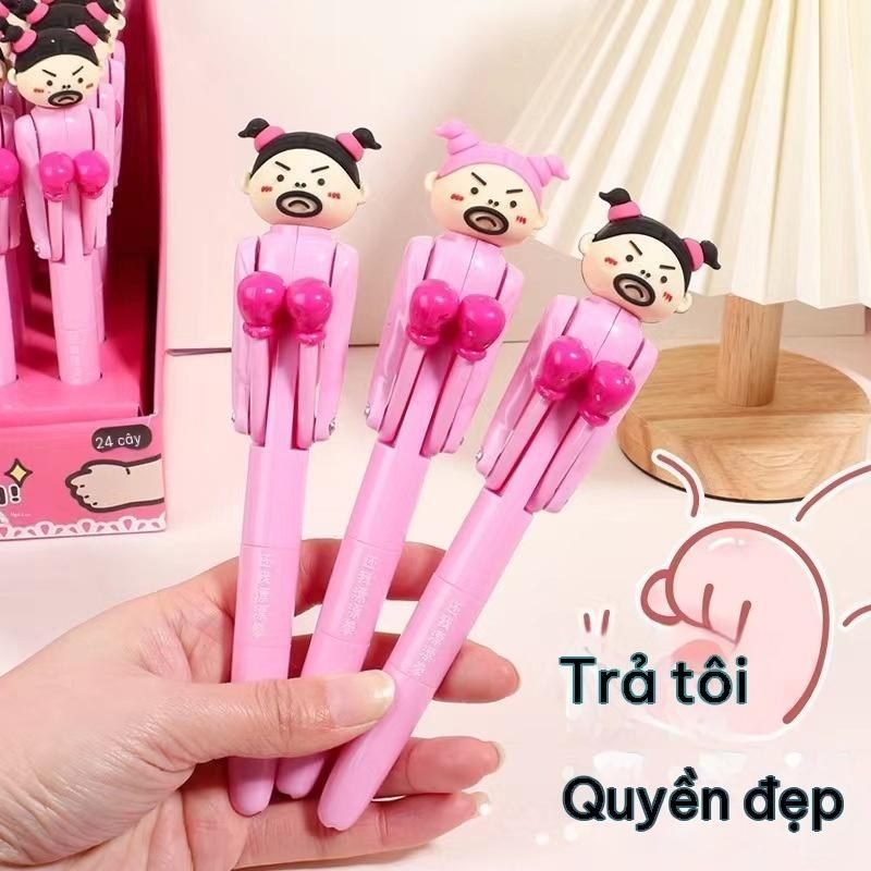 Bút Đấm Bốc Hoạt Hình Viết Mượt Ngòi 1.0mm Bút Bi Giải Trí Cho Học Sinh Sinh