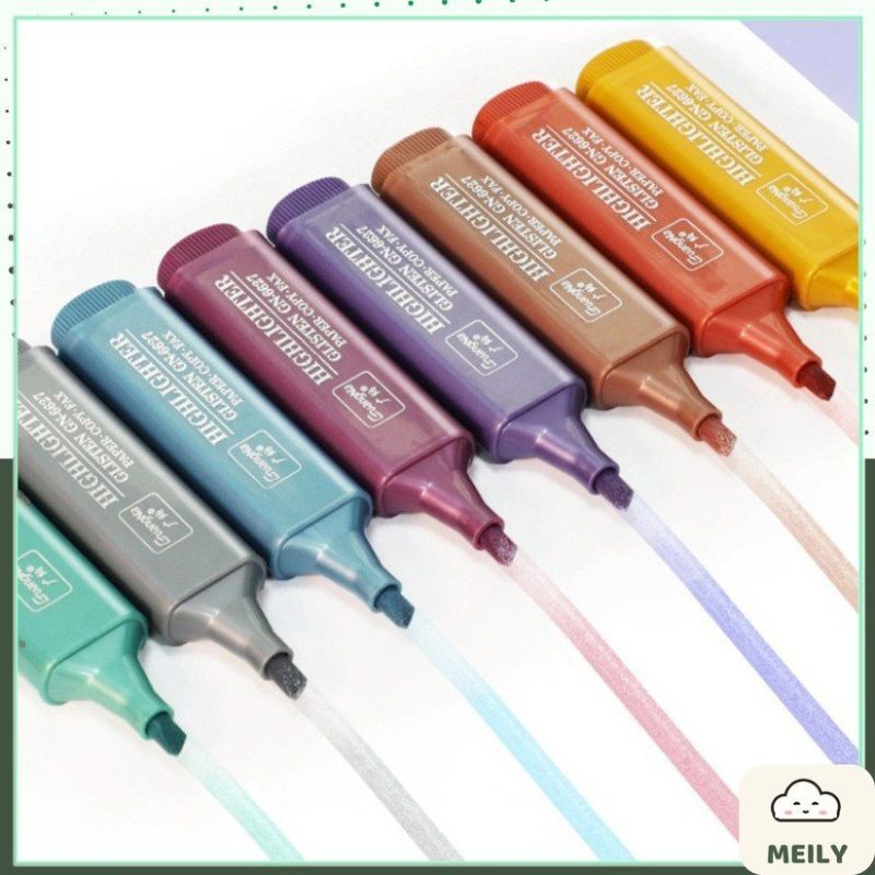 Bút highlight nhũ ánh kim lấp lánh màu pastel khổ lớn HI18