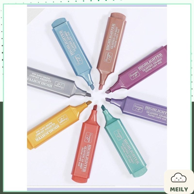 Bút highlight nhũ ánh kim lấp lánh màu pastel khổ lớn HI18
