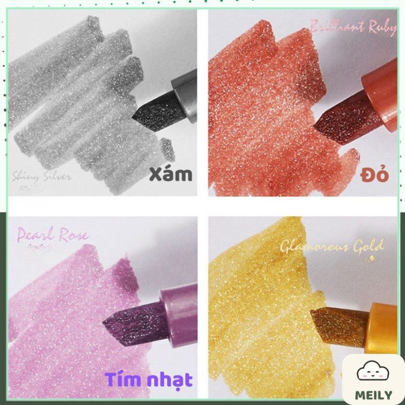 Bút highlight nhũ ánh kim lấp lánh màu pastel khổ lớn HI18