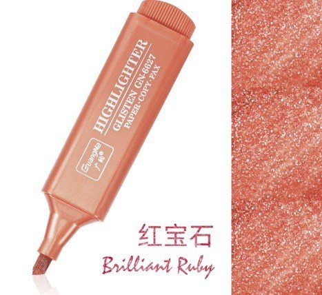 Bút highlight nhũ ánh kim lấp lánh màu pastel khổ lớn HI18 - đỏ