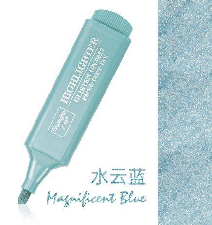 Bút highlight nhũ ánh kim lấp lánh màu pastel khổ lớn HI18 - xanh biển
