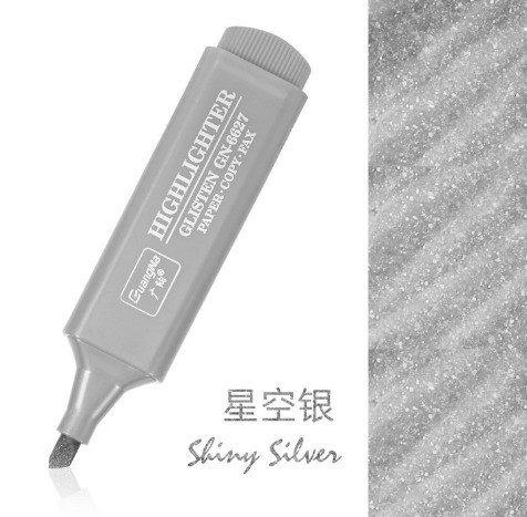Bút highlight nhũ ánh kim lấp lánh màu pastel khổ lớn HI18 - Xám