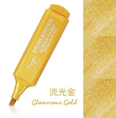 Bút highlight nhũ ánh kim lấp lánh màu pastel khổ lớn HI18 - Vàng
