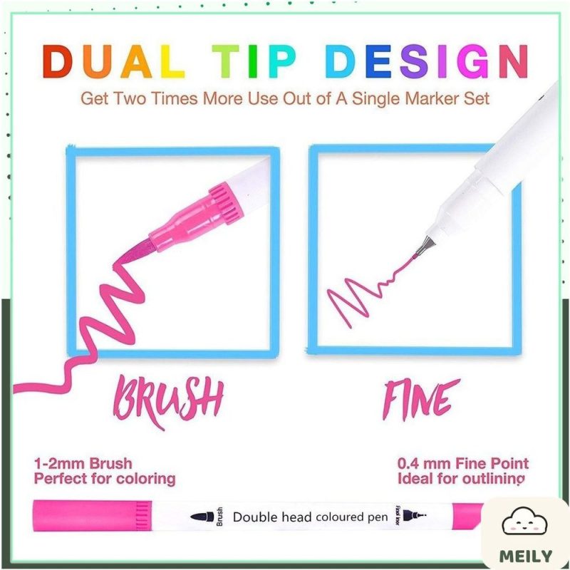 Bút dual tip 2 đầu gồm đầu lông brush + đầu liner viết calligraphy B07