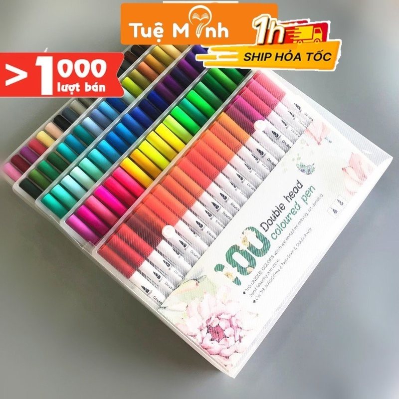Bút dual tip 2 đầu gồm đầu lông brush + đầu liner viết calligraphy B07 - Xanh lá nhạt