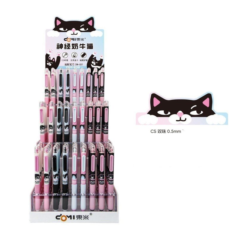 Bút gel 0.5mm mực đen đệm tay Crazy Tuxedo Cat B215