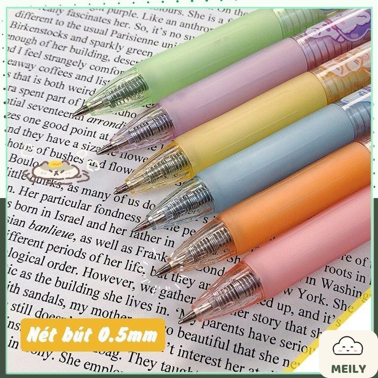 Bút gel bấm cài kim loại mực đen hoạt hình dễ thương B36