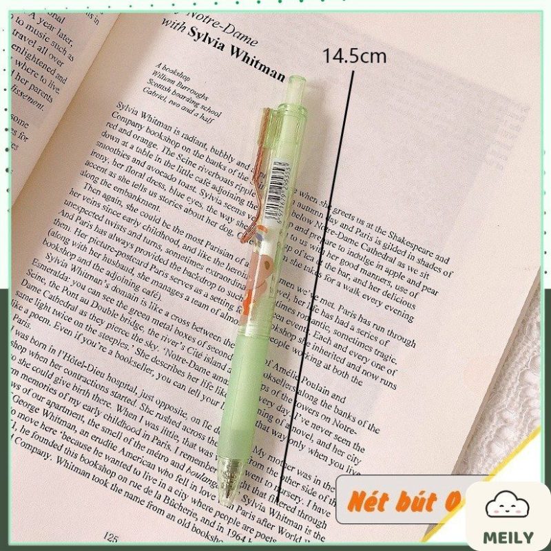 Bút gel bấm cài kim loại mực đen hoạt hình dễ thương B36