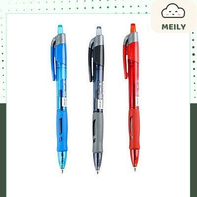 Bút gel bấm Deli mực đen thân trong đệm tay cao su độc đáo S08