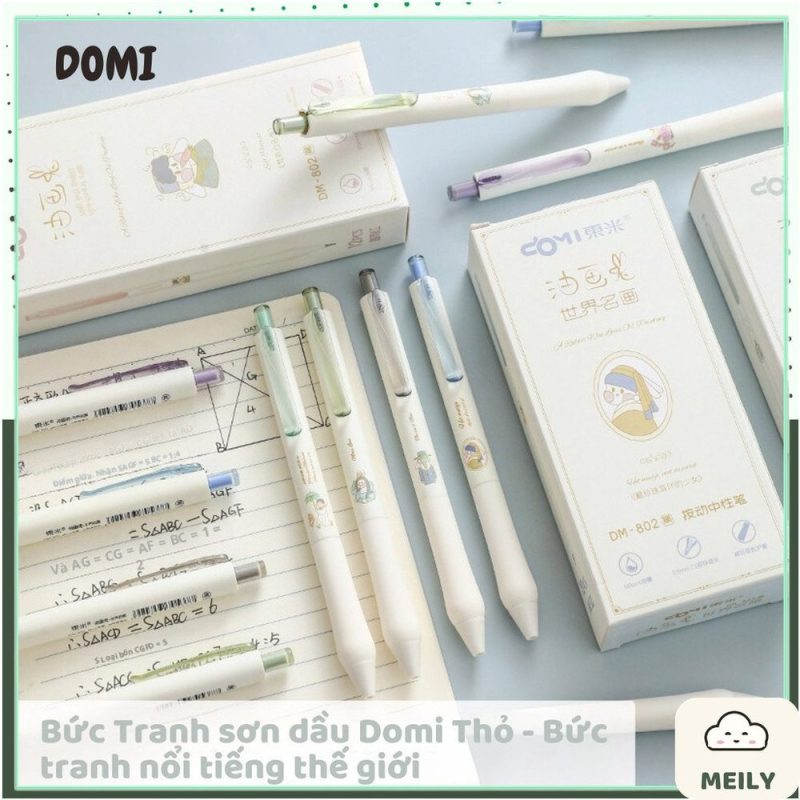 Bút gel bấm Domi đệm cao su nghệ thuật phục hưng DM-802 B143