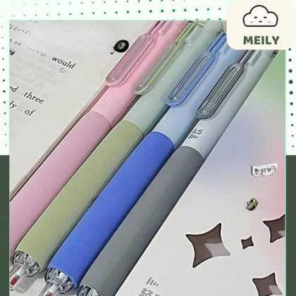 Bút gel bấm không tiếng động màu pastel ngòi ST Languo mực đen đệm tay dài B130
