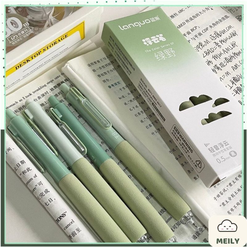 Bút gel bấm không tiếng động Languo ngòi ST mực đen B130