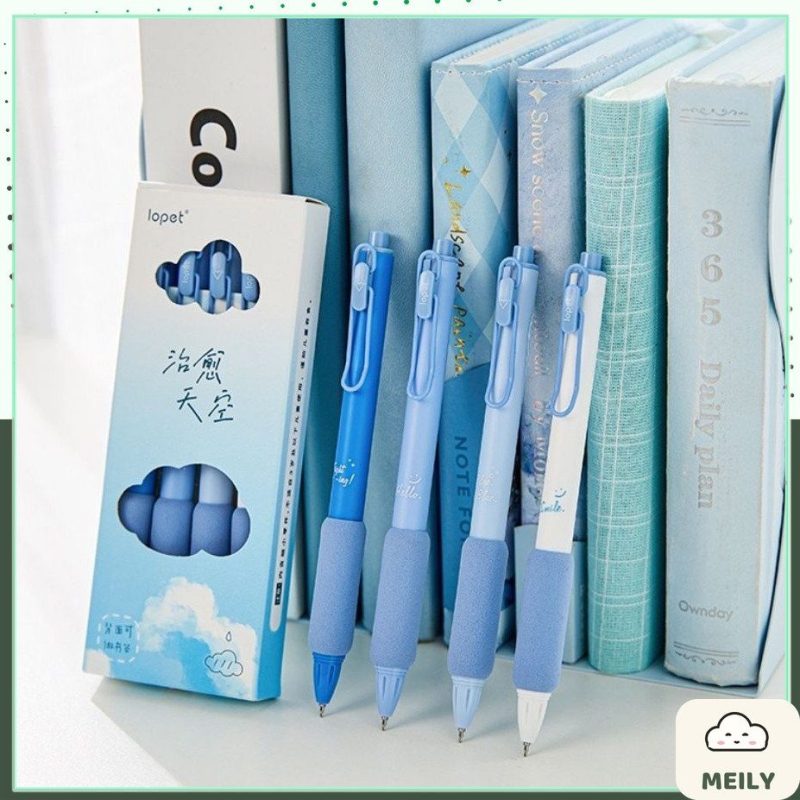 Bút gel bấm mực đen Lopet thiết kế Trendy 0.5mm viết cute cài kim