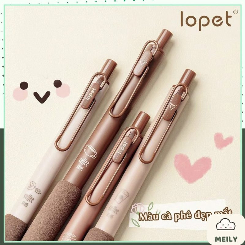 Bút gel bấm mực đen Lopet thiết kế Trendy 0.5mm viết cute cài kim