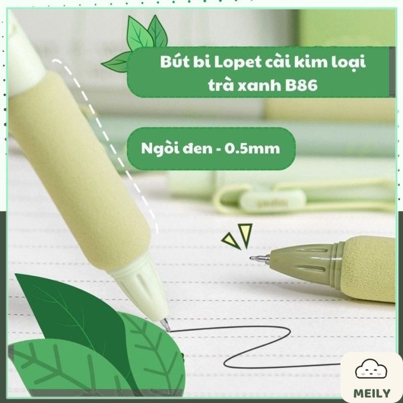 Bút gel bấm mực đen Lopet thiết kế Trendy 0.5mm viết cute cài kim