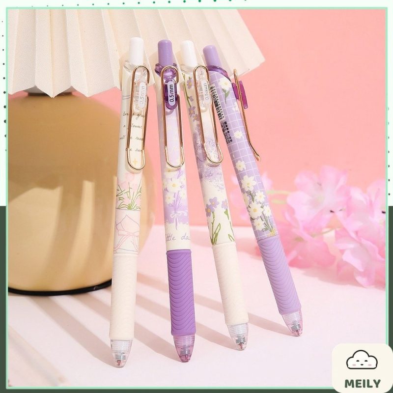 Bút gel bấm mực đen Lopet thiết kế Trendy 0.5mm viết cute cài kim