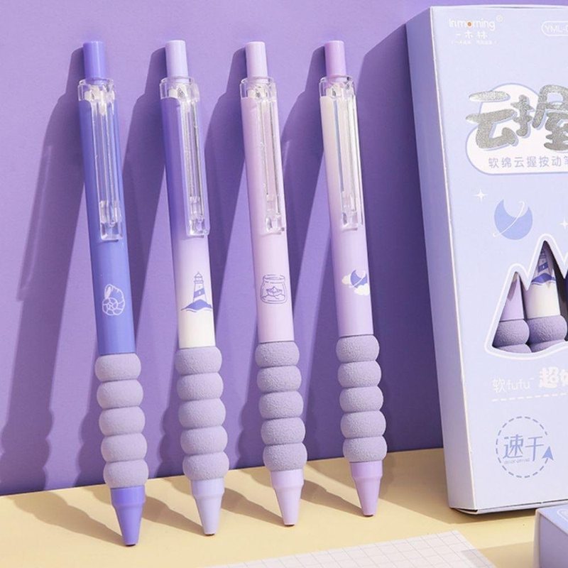 Bút gel bấm mực đen Lopet thiết kế Trendy 0.5mm viết cute cài kim - Bút bi đệm tay êm hình đại dương B102 yml-03302