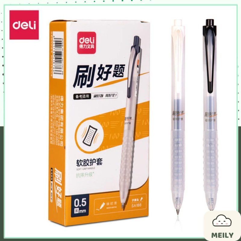 Bút Gel Deli Bi Nước Viết Bấm Mực Gel S08