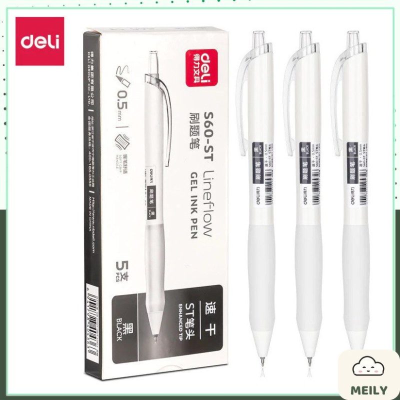 Bút Gel Deli Bi Nước Viết Bấm Mực Gel S08