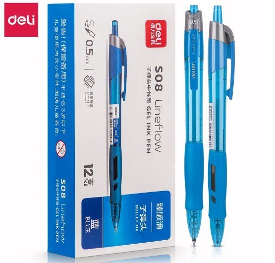 Bút Gel Deli Bi Nước Viết Bấm Mực Gel S08 - Bút gel Deli S08 - Mực xanh