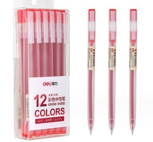 Bút gel Deli mực đen A119 - Đỏ
