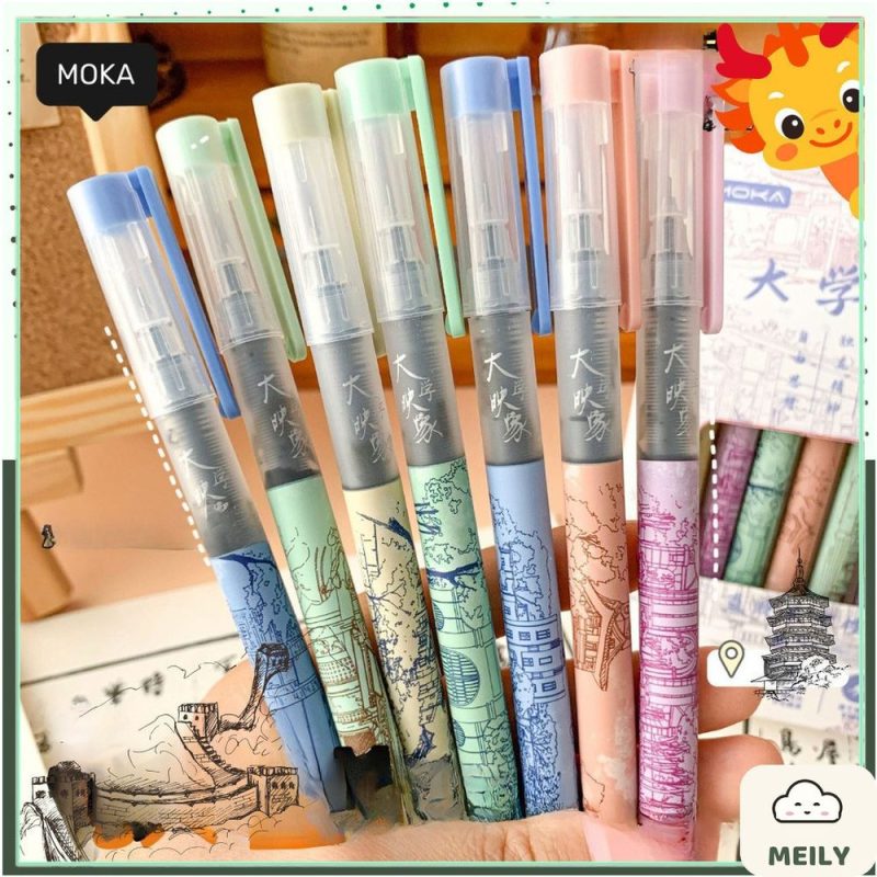 Bút gel Moka nghệ thuật in họa tiết chữ Moon Light