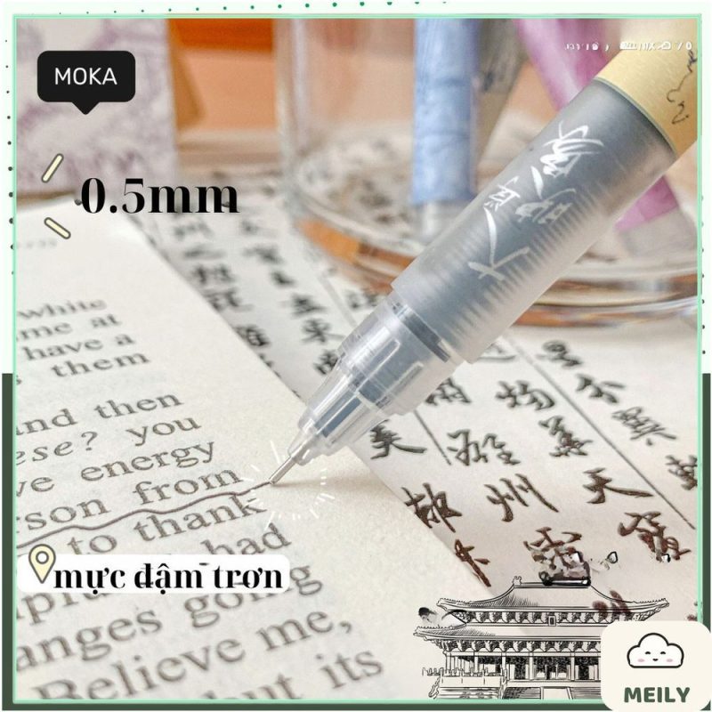 Bút gel Moka nghệ thuật in họa tiết chữ Moon Light