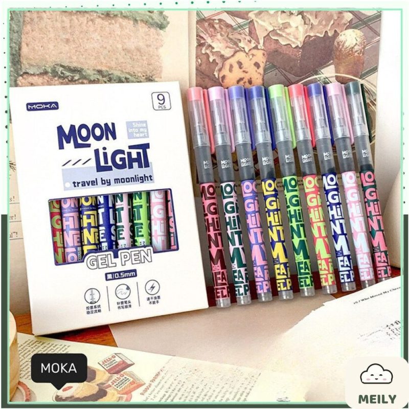 Bút gel Moka nghệ thuật in họa tiết chữ Moon Light