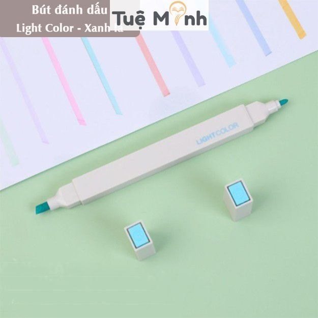 Bút highlight 2 đầu Light Color đánh dấu màu pastel HI06 - Xanh lá đậm