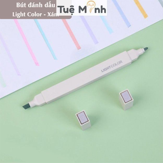Bút highlight 2 đầu Light Color đánh dấu màu pastel HI06 - Xám