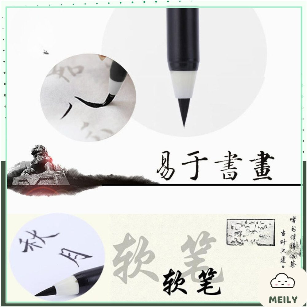 Bút lông mực đen ngòi mềm luyện viết chữ Hán với mực sẵn. Deli 6589