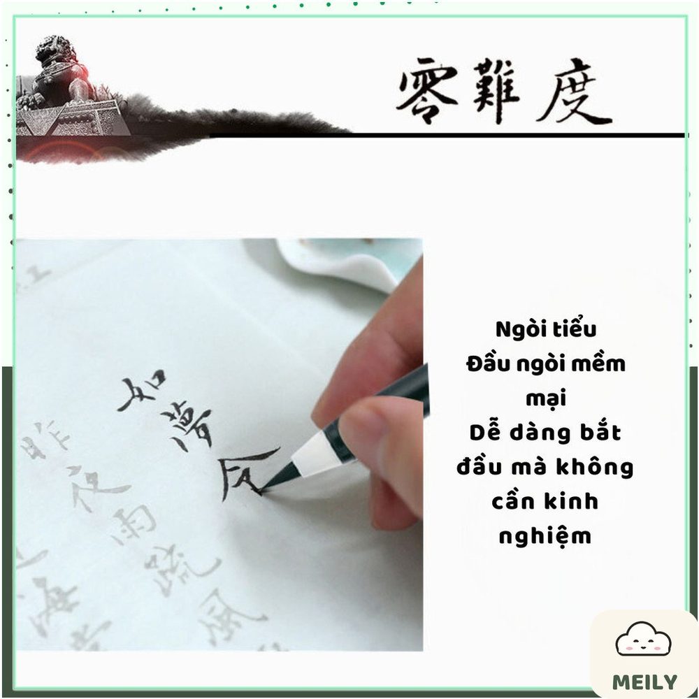 Bút lông mực đen ngòi mềm luyện viết chữ Hán với mực sẵn. Deli 6589