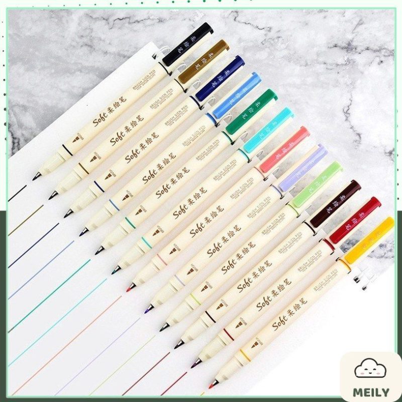 Bút lông Soft tips viết calligraphy nét thanh nét đậm ngòi brush B24