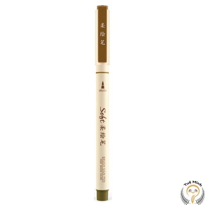 Bút lông Soft tips viết calligraphy nét thanh nét đậm ngòi brush B24 - Xanh rêu ds-827劲柏
