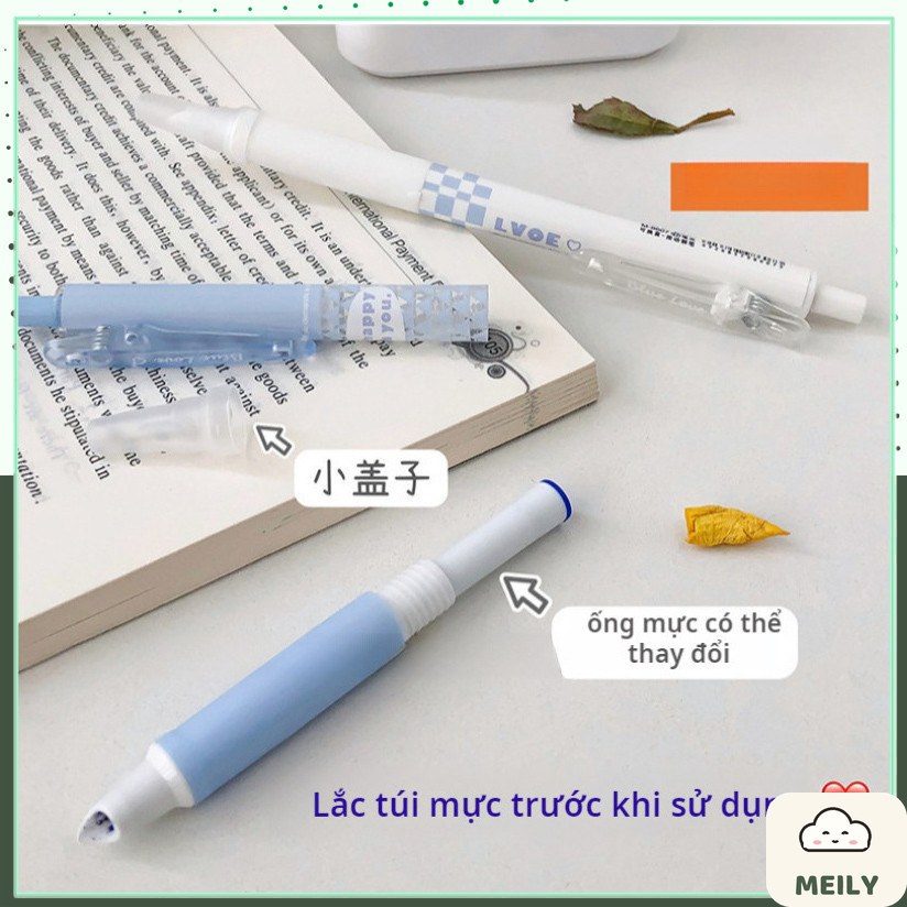 Bút máy bơm mực dạng ngòi bấm xanh dương Blue Love B119