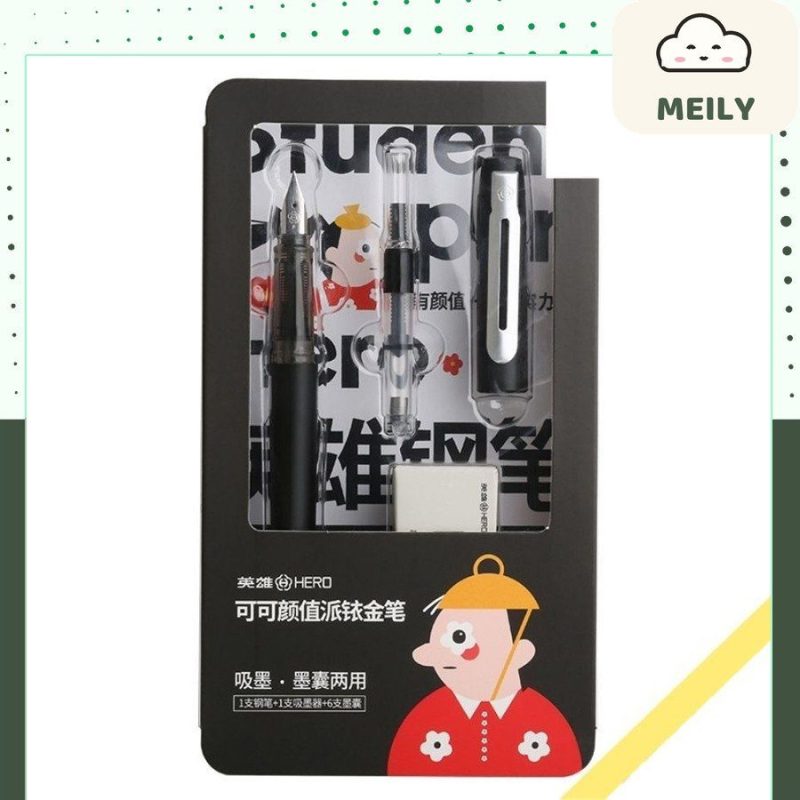 Bút máy Hero luyện chữ đẹp kèm lọ mực B68