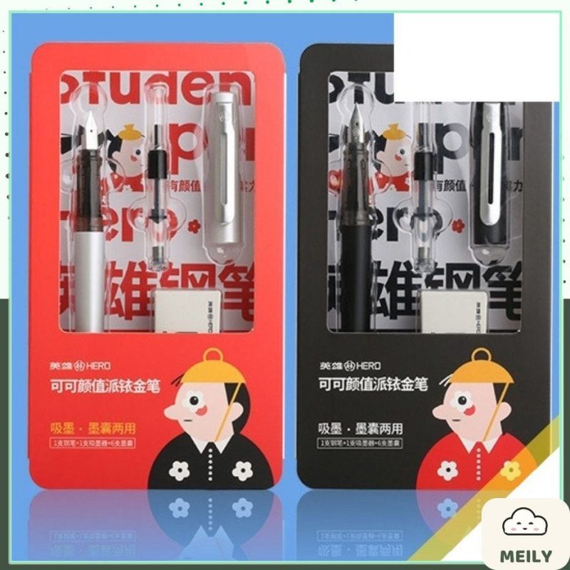 Bút máy Hero luyện chữ đẹp kèm lọ mực B68