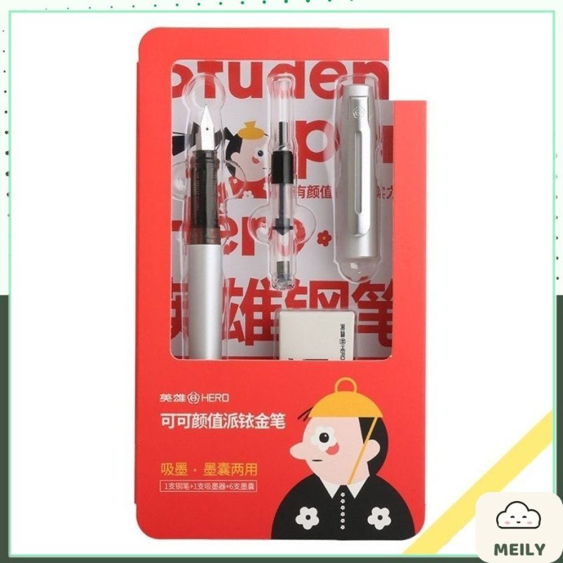 Bút máy Hero luyện chữ đẹp kèm lọ mực B68