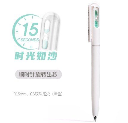 Bút ngòi xoay gắn đồng hồ cát mini B158 - xanh lá