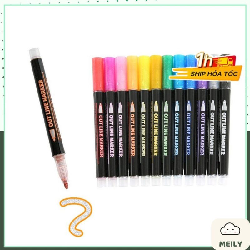 Bút nhũ viền chữ outline marker kim tuyến nổi bật