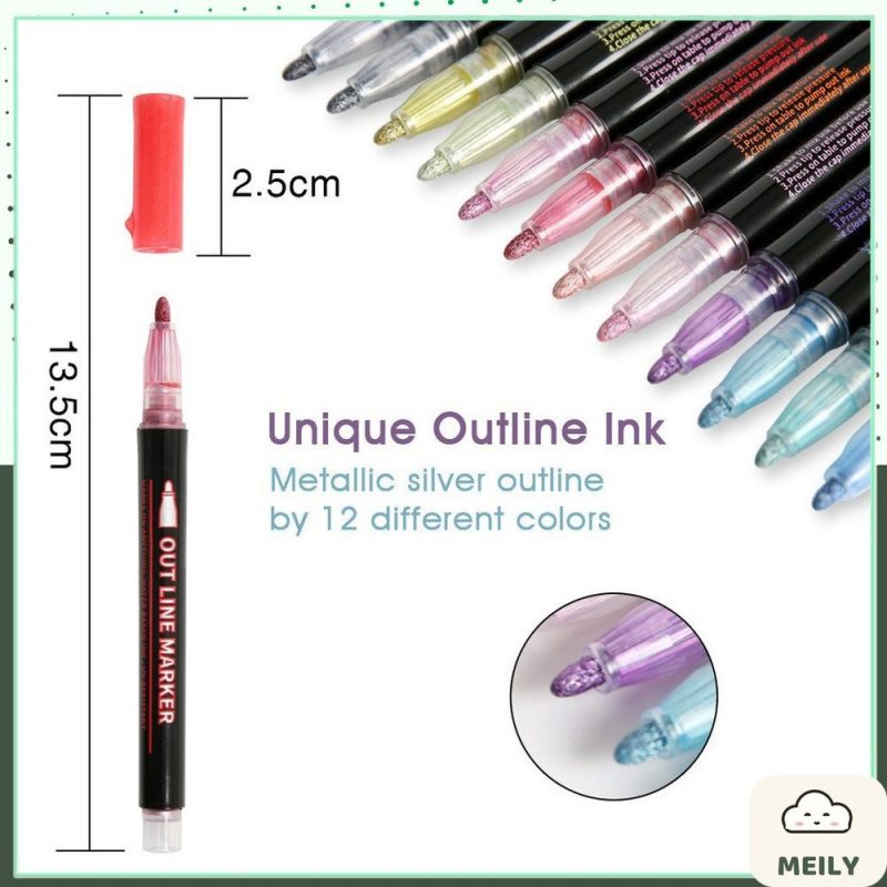 Bút nhũ viền chữ outline marker kim tuyến nổi bật