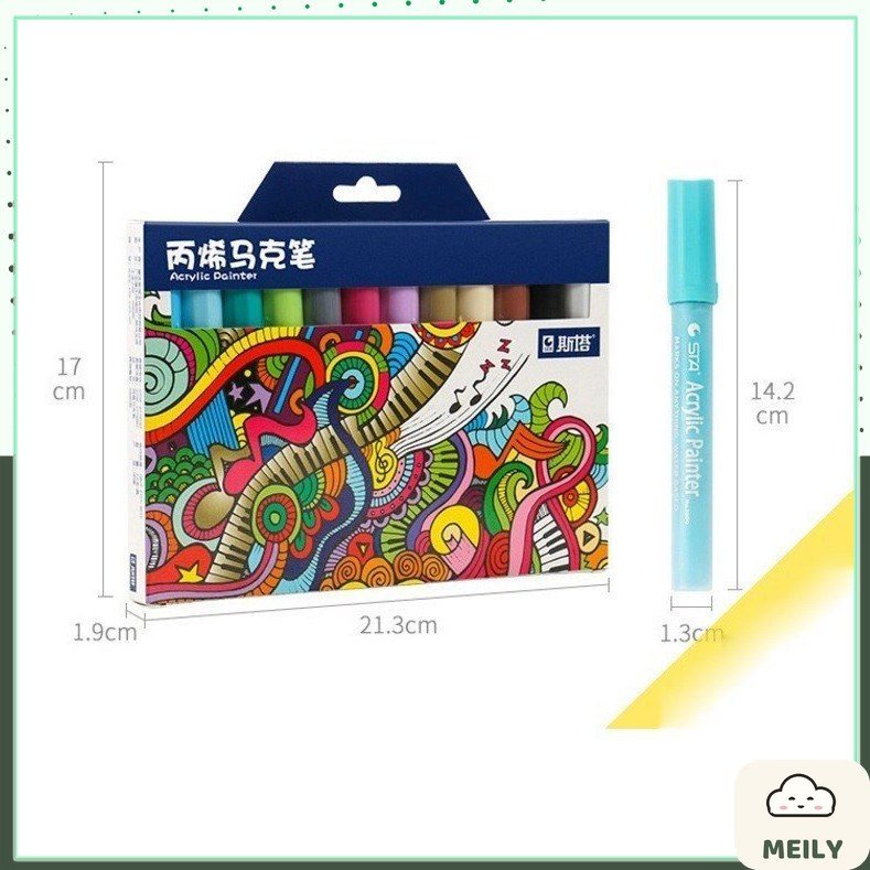 Bút sơn acrylic không phai nhiều màu viết trên nhiều chất liệu STA1000